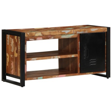 vidaXL Πάγκος Παπουτσιών Πολύχρωμο 100x40x50cm Μασίφ Ξύλο Ανακυκλωμένο 1 τεμ.