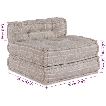 vidaXL Modular Pouffe Ανοιχτό Καφέ 70x70x54 Ύφασμα 70x70x54cm