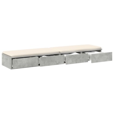 vidaXL Κομοδίνο Γκρι σκυρόδεμα Ξύλο 150x36.5x16.5cm Αποθήκευση 1 τεμ.