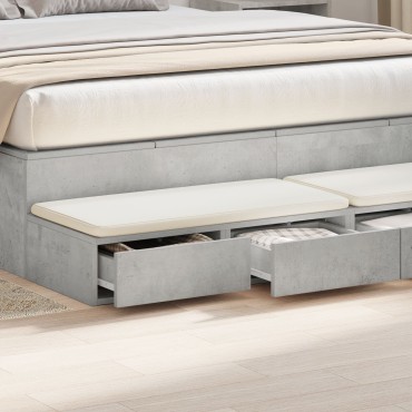 vidaXL Κομοδίνο Γκρι σκυρόδεμα Ξύλο 150x36.5x16.5cm Αποθήκευση 1 τεμ.