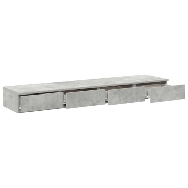 vidaXL Κομοδίνο Γκρι σκυρόδεμα Ξύλο 150x36.5x16.5cm Αποθήκευση 1 τεμ.
