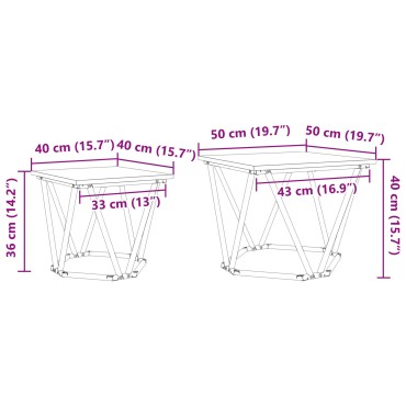 vidaXL Τραπέζι καφέ δρυς σίδερο PB 1 τεμ.