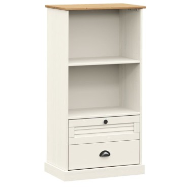 vidaXL Βιβλιοθήκη VIGO Λευκή 60x35x114,5cm από Μασίφ Ξύλο Πεύκου 1 τεμ.
