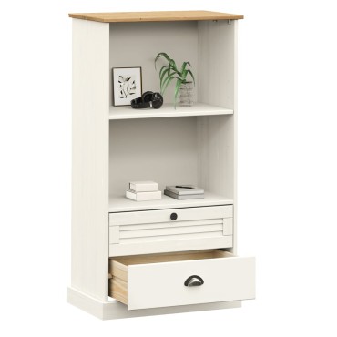 vidaXL Βιβλιοθήκη VIGO Λευκή 60x35x114,5cm από Μασίφ Ξύλο Πεύκου 1 τεμ.