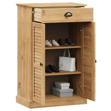 vidaXL Παπουτσοθήκη VIGO 60x35x96cm από Μασίφ Ξύλο Πεύκου
