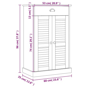 vidaXL Παπουτσοθήκη VIGO 60x35x96cm από Μασίφ Ξύλο Πεύκου