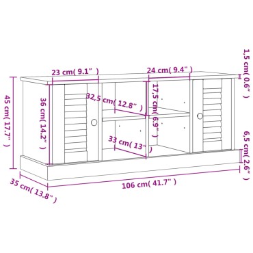 vidaXL Παπουτσοθήκη VIGO 106x35x45cm από Μασίφ Ξύλο Πεύκου 1 τεμ.