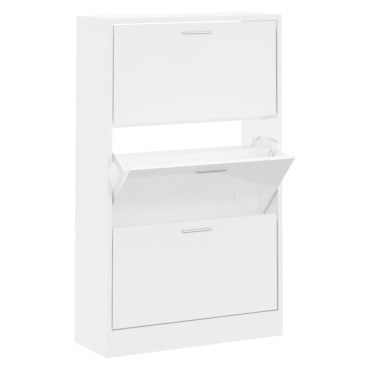 vidaXL Παπουτσοθήκη Γυαλιστερό Λευκό 63x24x103cm Επεξεργασμένο Ξύλο