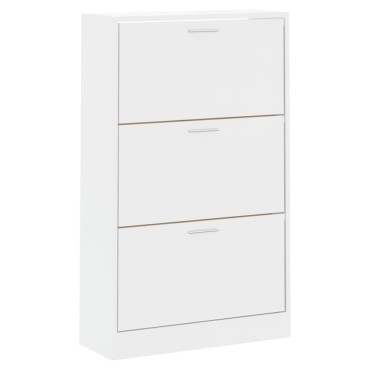 vidaXL Παπουτσοθήκη Γυαλιστερό Λευκό 63x24x103cm Επεξεργασμένο Ξύλο
