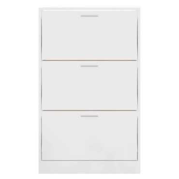 vidaXL Παπουτσοθήκη Γυαλιστερό Λευκό 63x24x103cm Επεξεργασμένο Ξύλο