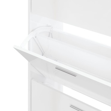 vidaXL Παπουτσοθήκη Γυαλιστερό Λευκό 63x24x103cm Επεξεργασμένο Ξύλο