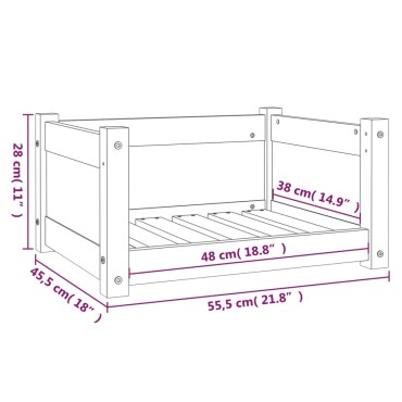 vidaXL Κρεβάτι Σκύλου άσπρο 55,5x45,5x28 εκ. από Μασίφ Ξύλο Πεύκου