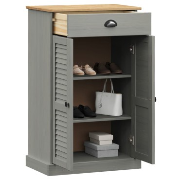 vidaXL Παπουτσοθήκη VIGO Γκρι 60x35x96cm από Μασίφ Ξύλο Πεύκου