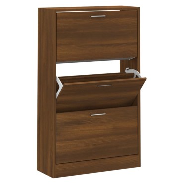 vidaXL Παπουτσοθήκη Καφέ Δρυς 63x24x103cm από Επεξεργασμένο Ξύλο
