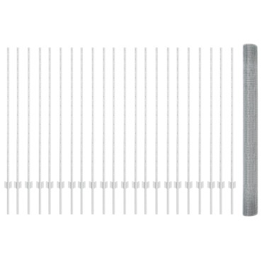 vidaXL Φράκτης  με 44 U Posts Ασημί 1.4x50 μ χάλυβα