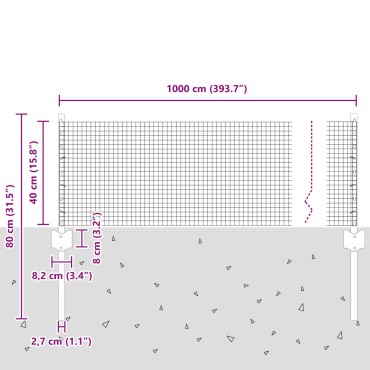 vidaXL Συρμάτινος φράκτης  με 5 ποσοστά Πράσινο 0.4x10 m Ατσάλι