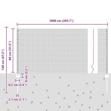 vidaXL Σιδερένιος Φράχτης  με 5 U Posts Πράσινο 0.8x10 μ Σίδερο