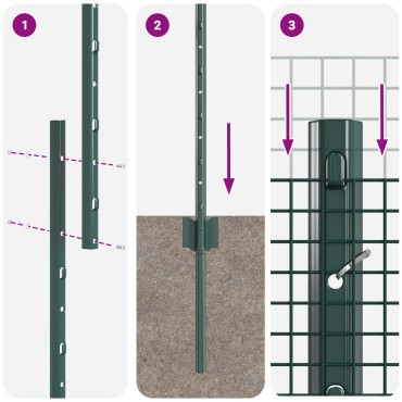 vidaXL Welded Wire Fence με 5 U Posts Πράσινος 1.2x10 m Χάλυβας
