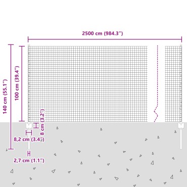 vidaXL Φράχτης με 11 U Πόδια Πράσινος 1x25 μ Σιδερένιος