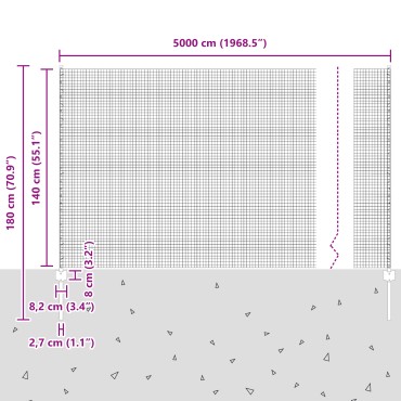 vidaXL Συρμάτινος Φράκτης με 22 U στήλες Πράσινος 1.4x50 μ Μέταλλο