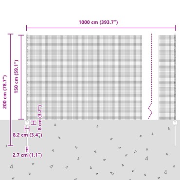 vidaXL Φράκτης  με 10 U Posts Γκρι 1.5x10 μ Ατσάλι