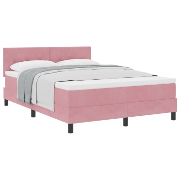 vidaXL Κρεβάτι με Στρώμα Ροζ 140x190 cm Βελούδο