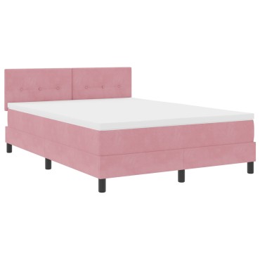 vidaXL Κρεβάτι με Στρώμα Ροζ 140x190 cm Βελούδο