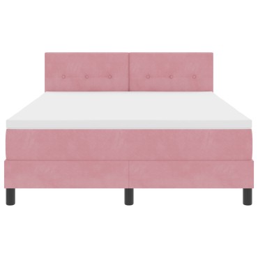 vidaXL Κρεβάτι με Στρώμα Ροζ 140x190 cm Βελούδο