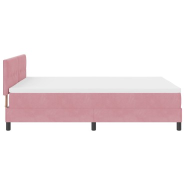 vidaXL Κρεβάτι με Στρώμα Ροζ 140x190 cm Βελούδο