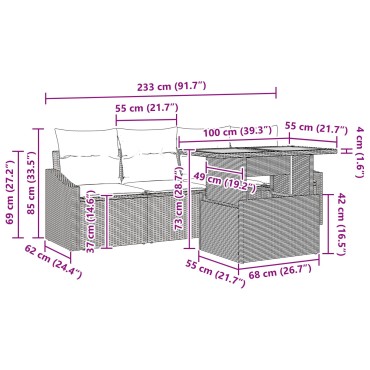 vidaXL Σετ Εξωτερικού Γεύματος 5 Τεμαχίων με Μαξιλάρια Μπεζ Πολυ Ρατάν Ακακίας