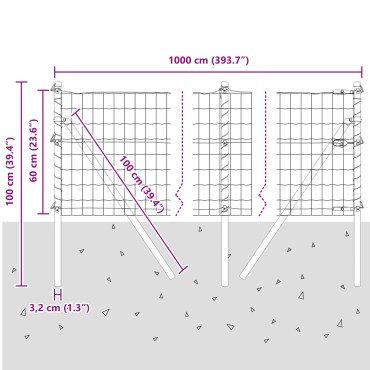 vidaXL Ευρωπαϊκό Φence με 7 Στηρίγματα 0.6x10 μ Γαλβανισμένος Χάλυβας Πράσινος