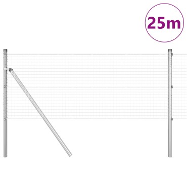 vidaXL Γαλβανισμένος φράκτης με 13 στήλες 0.6x25 μ. Γαλβανισμένο ατσάλι
