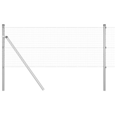 vidaXL Γαλβανισμένος φράκτης με 13 στήλες 0.6x25 μ. Γαλβανισμένο ατσάλι