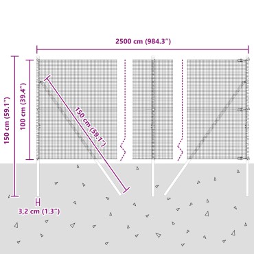 vidaXL Γαλβανισμένος φράχτης  με 13 στήλες 1x25 μ