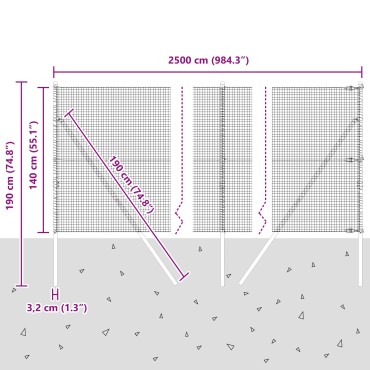 vidaXL Φράχτης  με 13 Στύλους 1.4x25 μ Γαλβανισμένος Χάλυβας