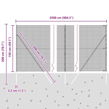 vidaXL Γαλβανισμένος Φράχτης  με 13 Πόλους 1.5x25 μ.