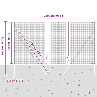 vidaXL Φράχτης με Συγκολλητό Σύρμα  με 13 Στυλ 1.5x25 μ Γαλβανισμένο Ατσάλι