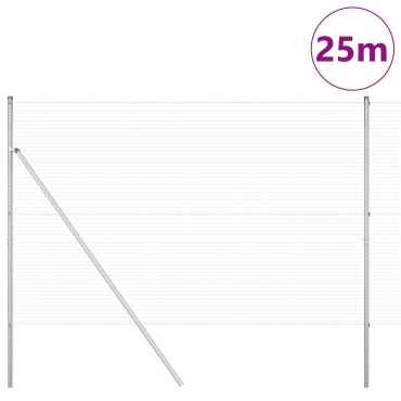 vidaXL Φράχτης με Συγκολλητό Σύρμα  με 13 Στυλ 1.5x25 μ Γαλβανισμένο Ατσάλι