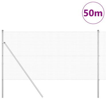 vidaXL Φράχτης Συγκολλητού με 13 Στύλους 1.4x50 μ Γαλβανισμένος Χάλυβας