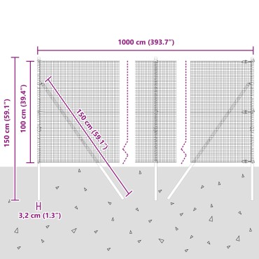 vidaXL Σέτ Πόλων Φράχτη  Σετ 2 Πράσινο Ατσάλι, PVC 10x1 μ Ανθεκτικό