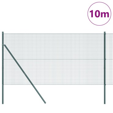 vidaXL Welded Wire Fence με 7 στήλες Πράσινο 1.2x10 μ Χάλυβας