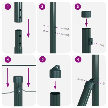 vidaXL Σετ Στηλών  Σετ 2 Πράσινο Ατσάλι, PVC 10x1.5 μ Ανθεκτικό