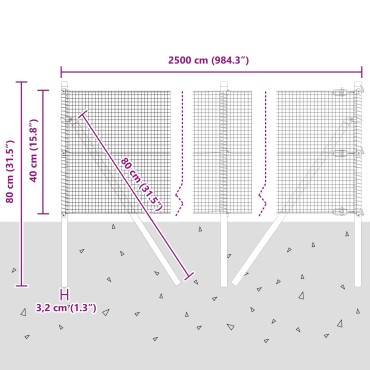 vidaXL Συρματόπλεγμα  με 13 Στύλους Πράσινο 0.4x25 μ Χάλυβας