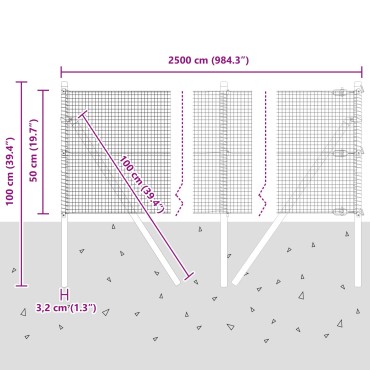 vidaXL Σετ Πόλων Φράκτη Σετ 2 Πράσινο Μέταλλο 25x0.5 m Ανθεκτικό