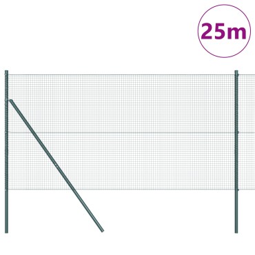 vidaXL Φράχτης  με 13 Σωλήνες Πράσινος 1.2x25 μ Σίδερο