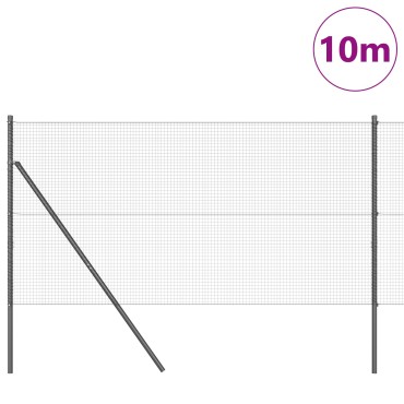 vidaXL Φράχτης Σύρματος  με 7 Στήλες Γκρι 1.4x10 μ. Χάλυβα