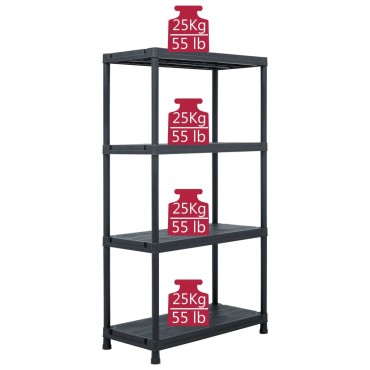 vidaXL Ραφιέρες 5 τεμ. Μαύρες 60 x 30 x 138 εκ. Πλαστικές