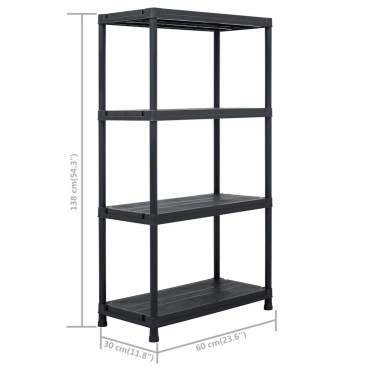 vidaXL Ραφιέρες 5 τεμ. Μαύρες 60 x 30 x 138 εκ. Πλαστικές