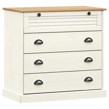 vidaXL Συρταριέρα VIGO Λευκή 80x40x76cm από Μασίφ Ξύλο Πεύκου 1 τεμ.