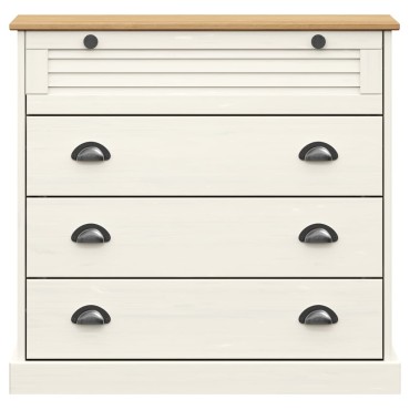 vidaXL Συρταριέρα VIGO Λευκή 80x40x76cm από Μασίφ Ξύλο Πεύκου 1 τεμ.